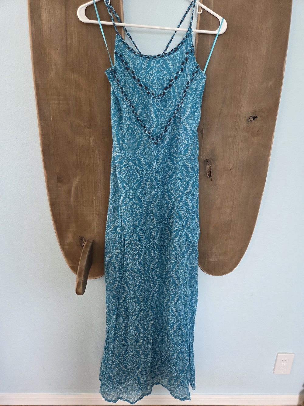 Roxy Teal Paisley Slip Maxi Dress